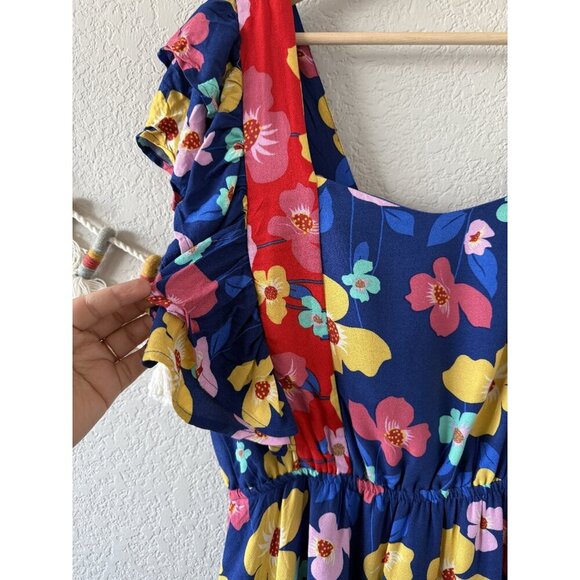 White Birch Black Label Colorful Multicolor Floral Ruffle Mini Dress Beachy 1x - Picture 5 of 9